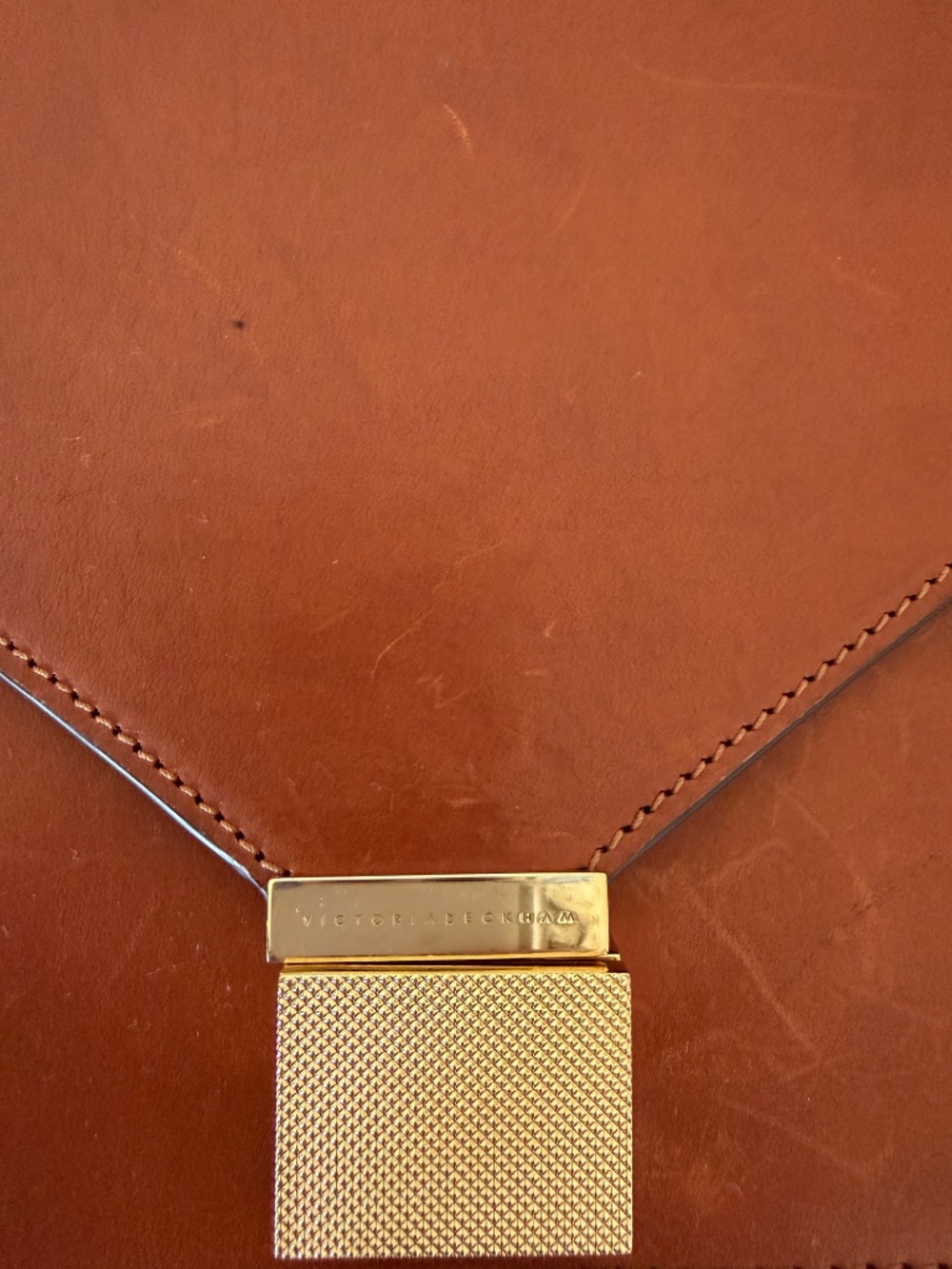 VICTORIA BECKHAM-Sable Brown Leather Envelope Clutch / Shoulder - Picture 3 of 9